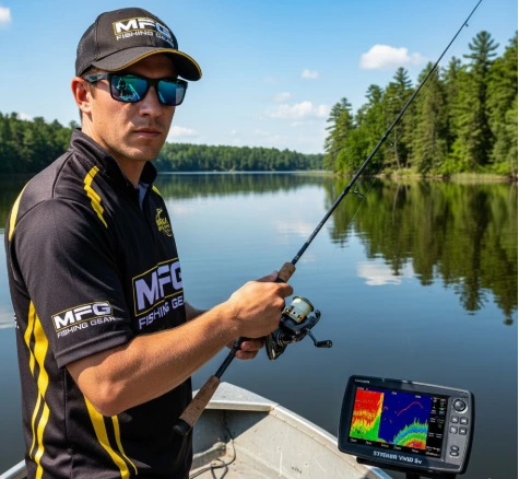 Master Fishing Guide logo on water background