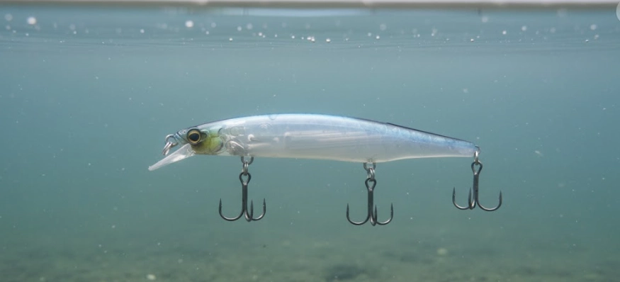 Shimano Zumverno 95SP finesse suspending jerkbait in clear winter water