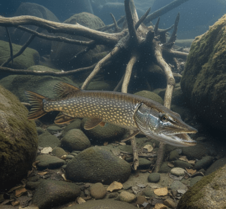 Winter pike behavior in cold water