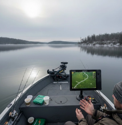 late winter pike movement along underwater lanes shown on side imaging sonar