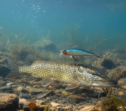 Winter pike fishing under rising barometric pressure with fish holding deep and reluctant to move