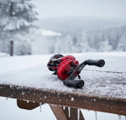 Abu Garcia Revo Rocket baitcasting reel for winter pike fishing