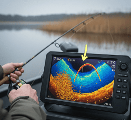 Spring pike depths revealed on sonar at 6.2°C – the exact pre-spawn depth band that turns followers into strikes