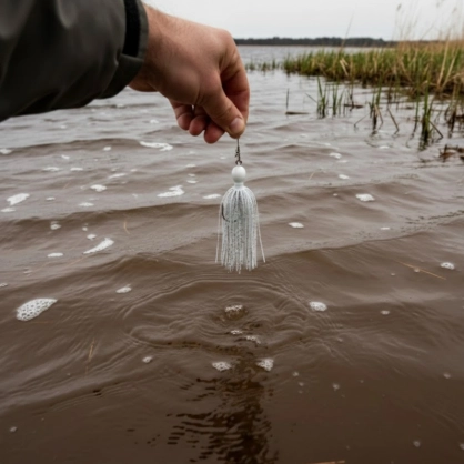 Spring pike fishing in muddy water – white chatterbait revealing the exact clarity range that triggers pre-spawn pike strikes