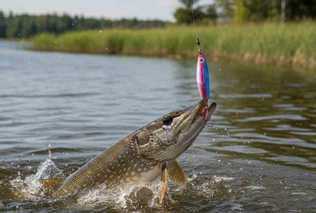 Mepps Syclops spoon for spring pike fishing in cold pre-spawn water