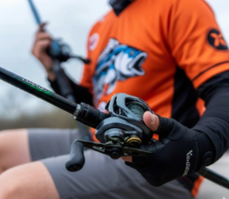 Shimano Curado casting rod grip and blank close-up used as premium spring pike rods option during early season fishing