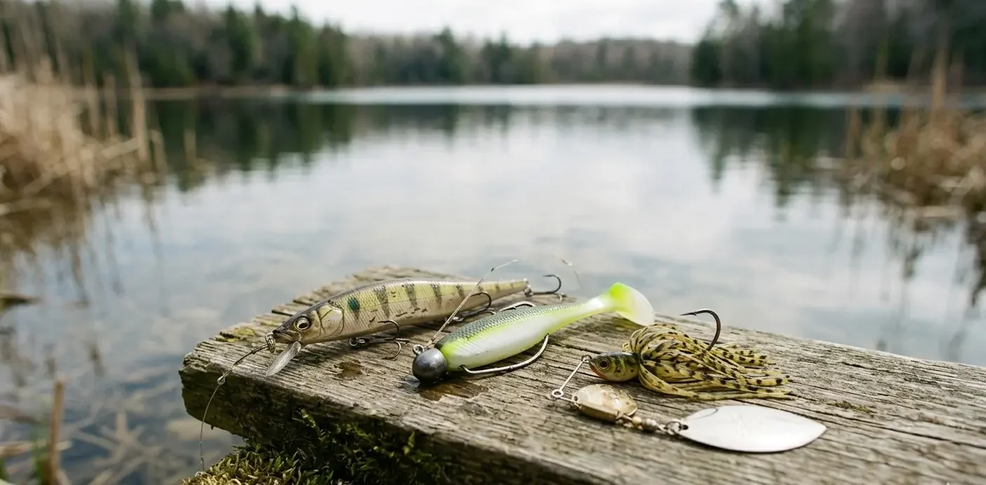 best spring pike lures from shore jerkbait swimbait and spinner setup shallow water strike zone early season