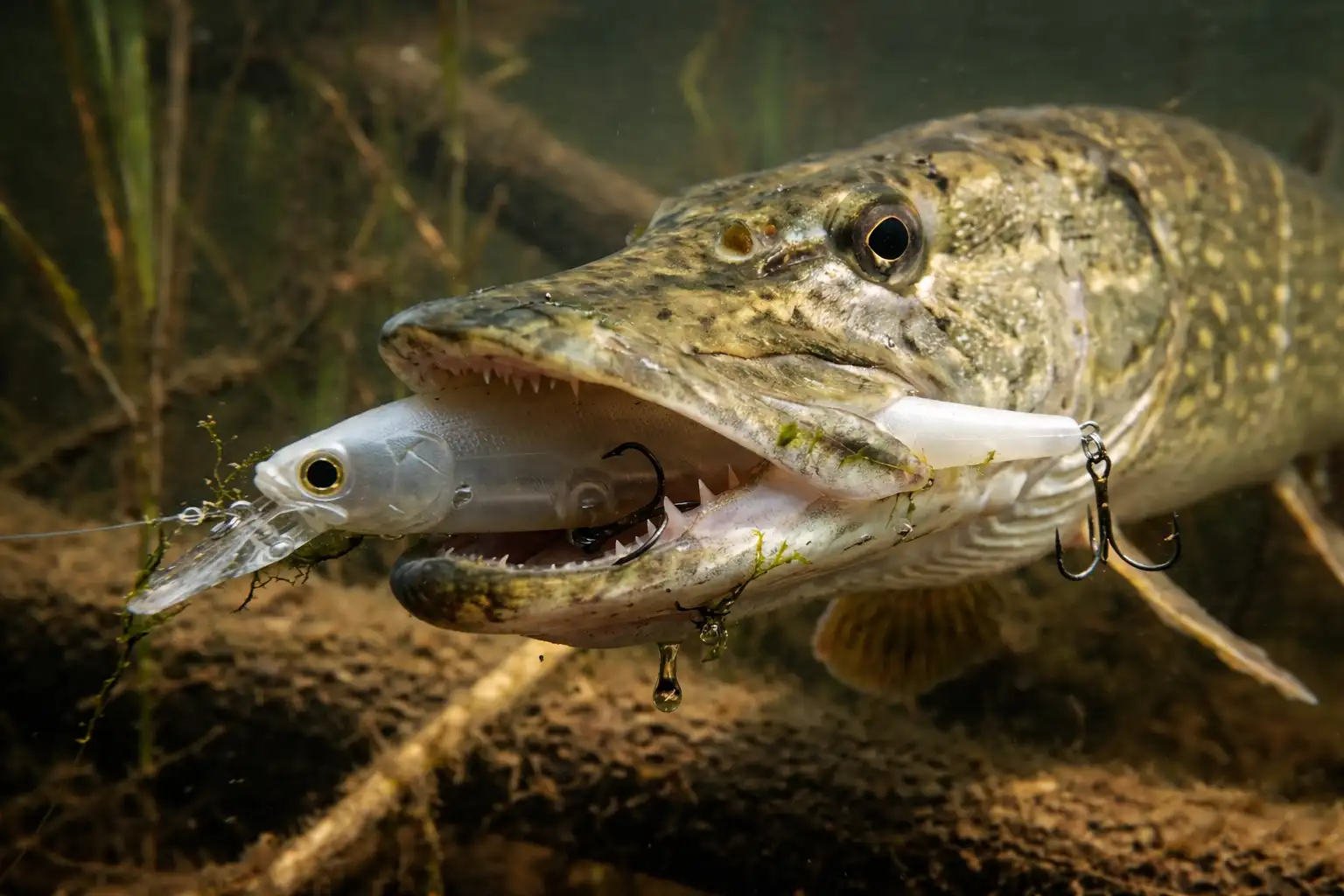 Lucky Craft Pointer 100SP jerkbait for spring pike fishing in warming bays