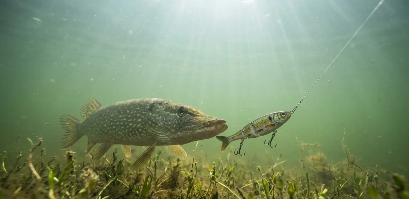 spring pike retrieve techniques pike following lure without striking due to fast retrieve