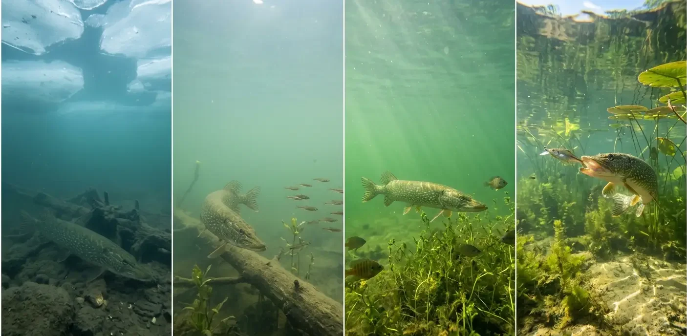 spring pike retrieve techniques how water temperature 4 to 10 c changes pike depth and strike patterns