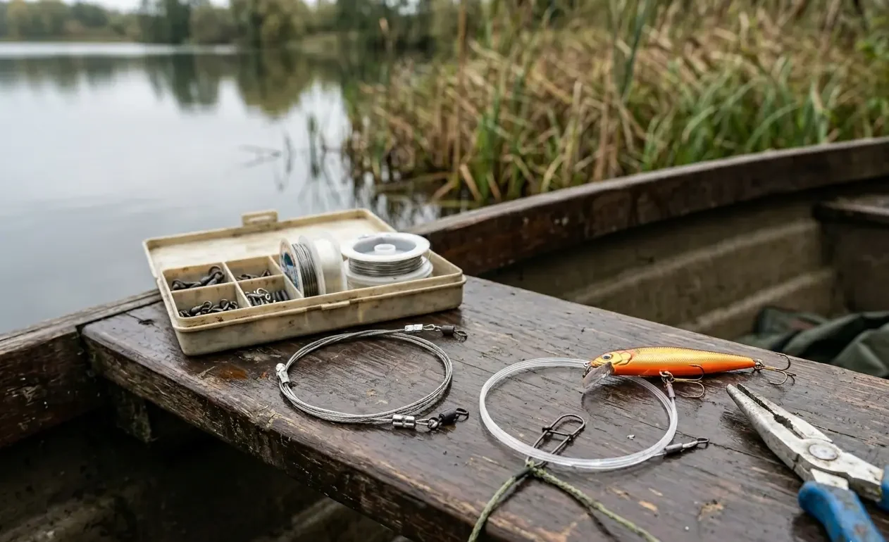 steel vs fluorocarbon pike fishing leader comparison wire leader and fluorocarbon setup for pike