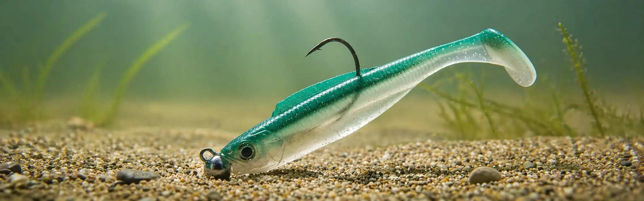 soft swimbait retrieve for summer pike showing slow controlled action near bottom