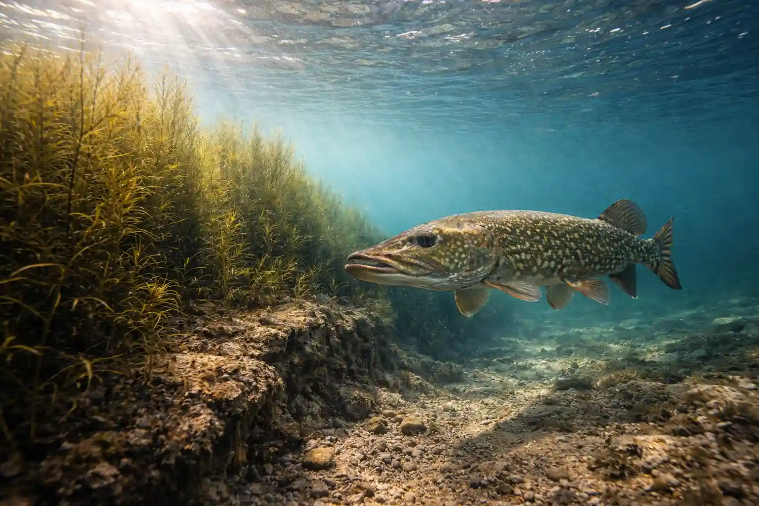 how deep are pike in summer underwater pike holding in depth transition zone
