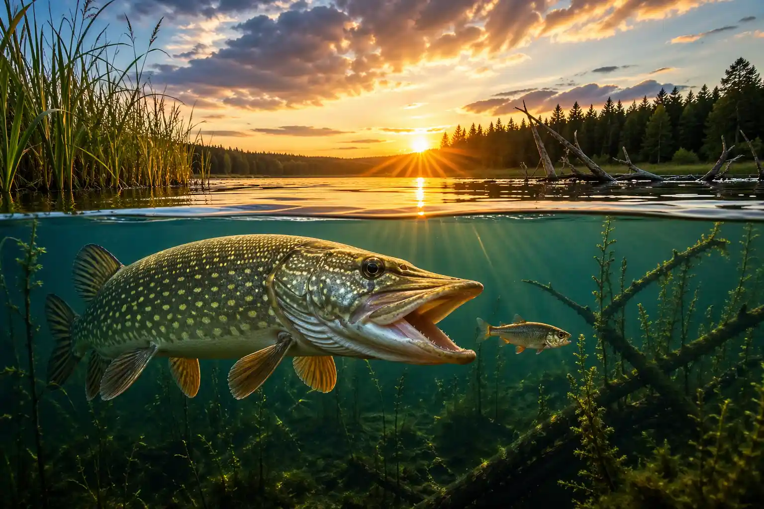 best time to catch pike in summer during sunrise near shallow weedlines