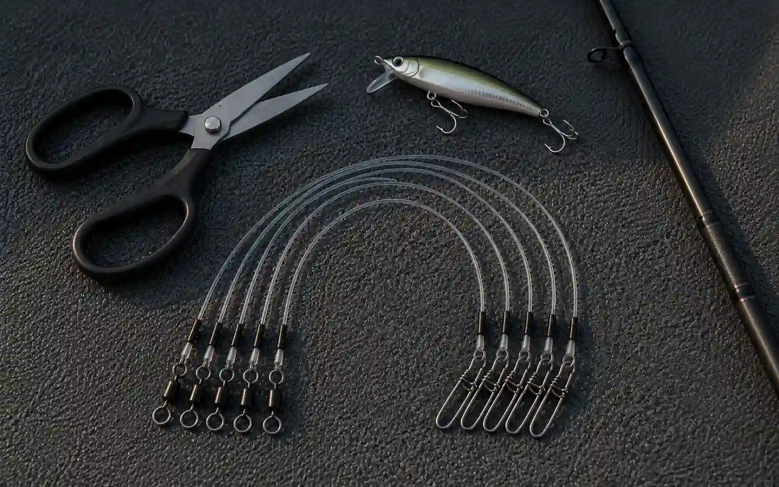 Tooth Shield Tackle 100lb fluorocarbon pike leaders 5-pack with crane swivel and snap — best fluorocarbon pike leader for clear water