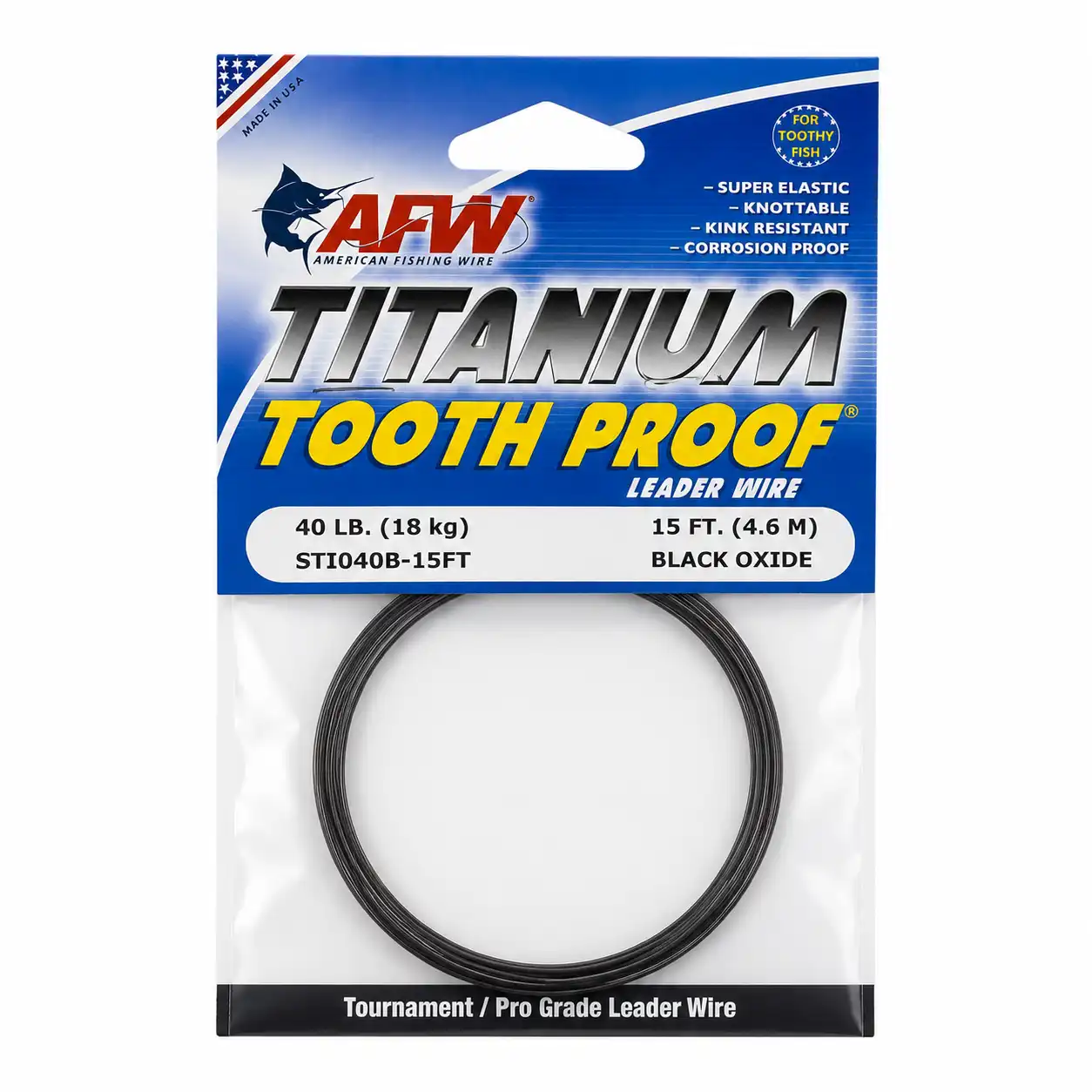 AFW Titanium Tooth Proof single strand titanium pike leader wire