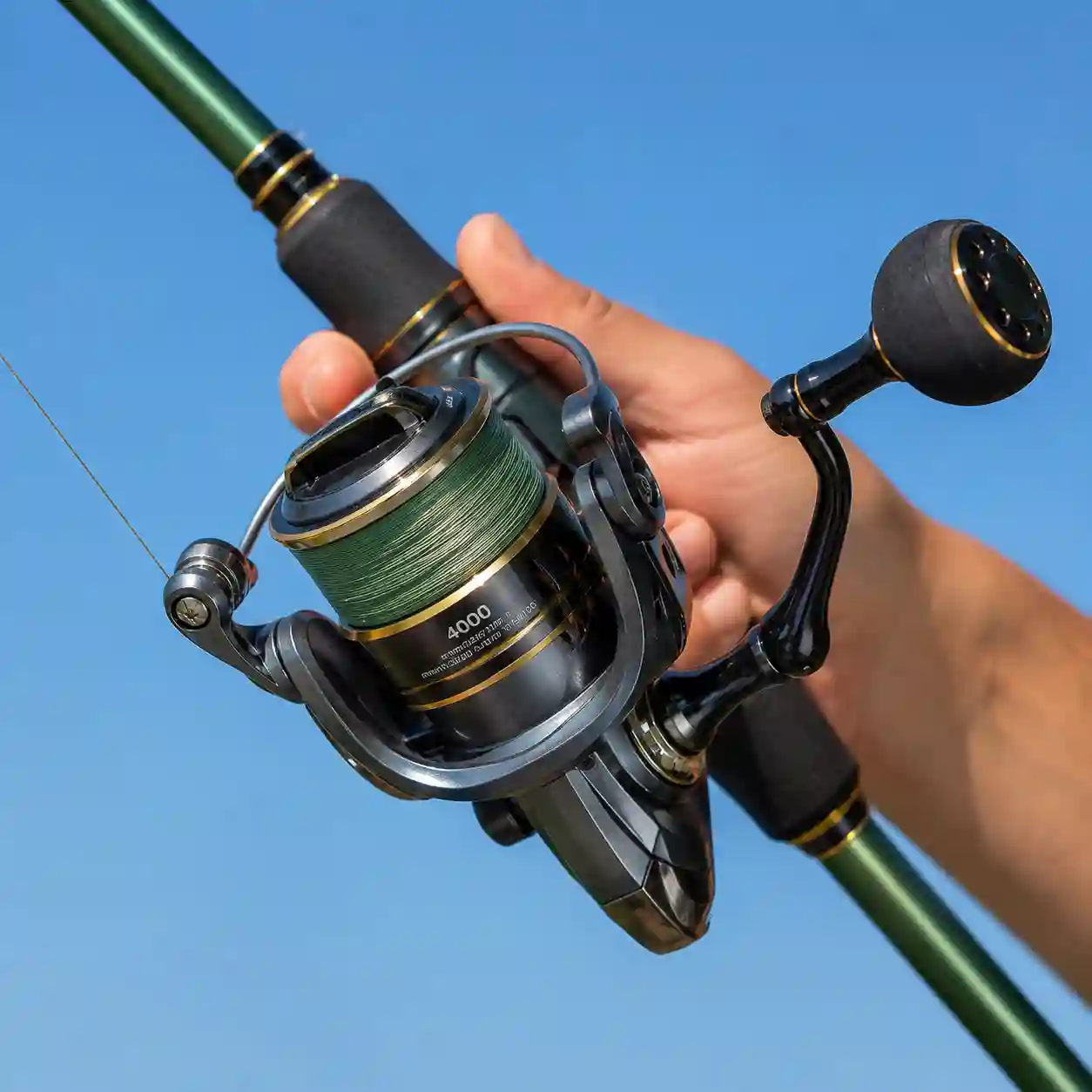Pike fishing spinning reel with braided line highlighting drag performance and line management