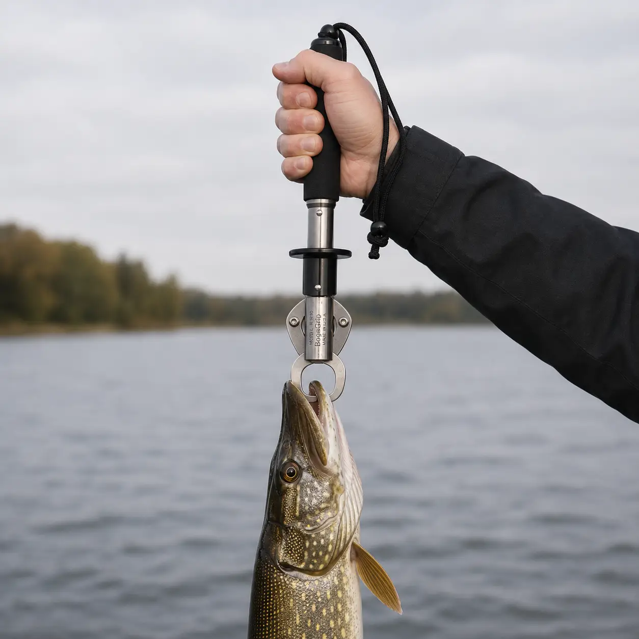 Boga Grip 130 holding a pike securely by the jaw