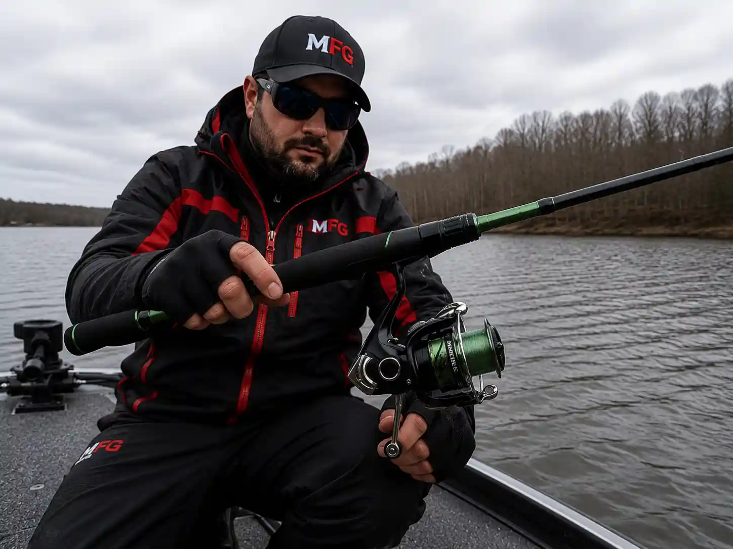 Best Pike Fishing Combos with spinning rod and reel on an MFG fishing boat