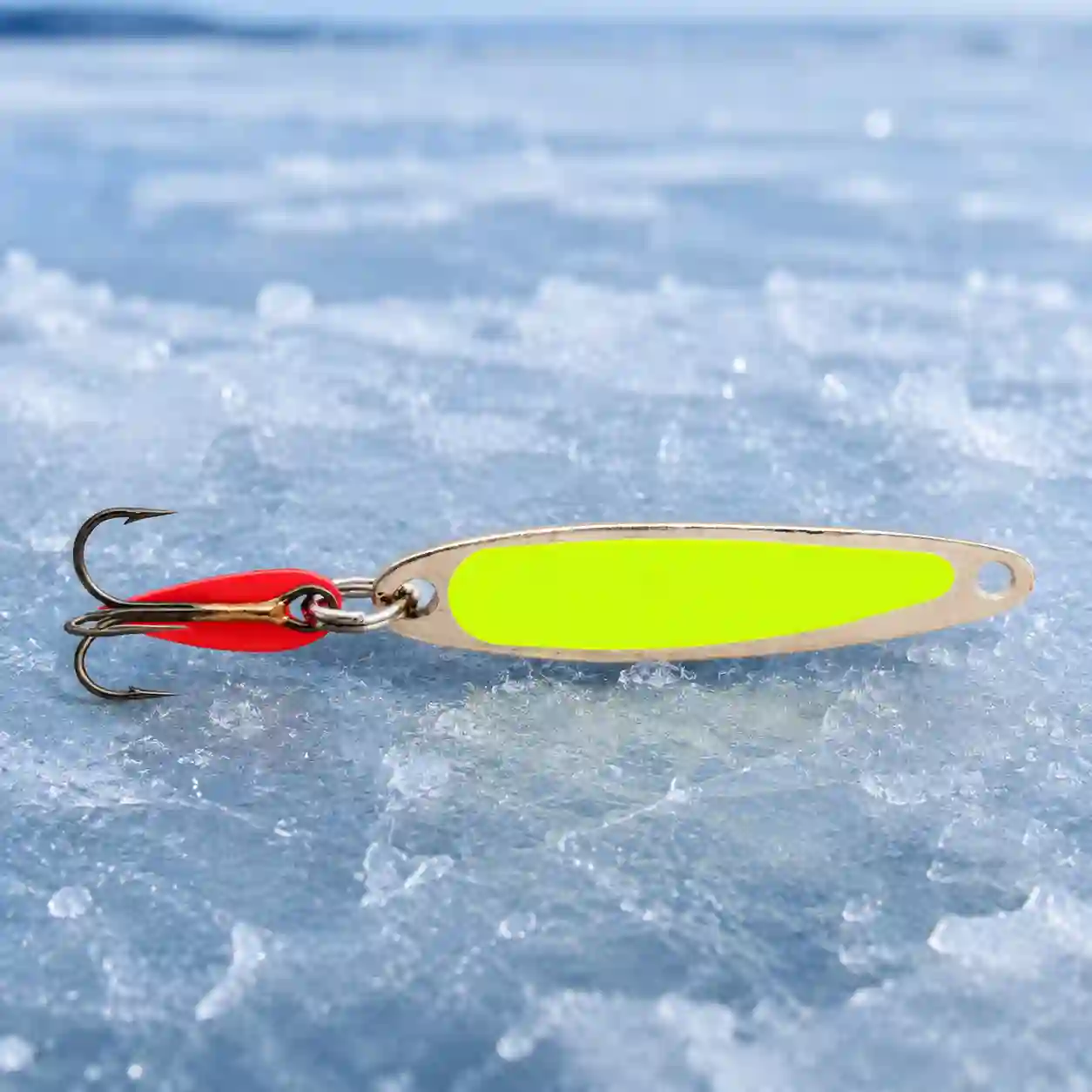 Bay de Noc Swedish Pimple Size 6 half-ounce jigging spoon for ice fishing pike