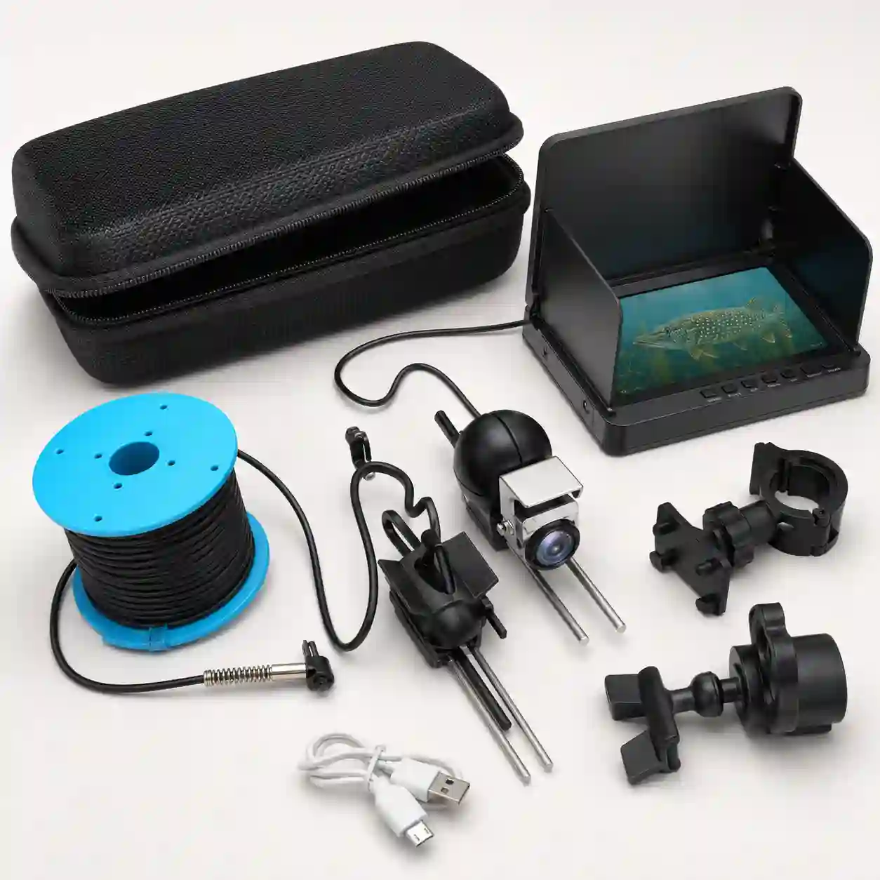 ZXBVSU underwater fishing camera with 100-foot cable and 5-inch screen